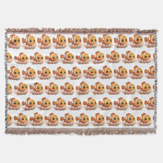 Cute Clownfish Throw Blanket (Front)