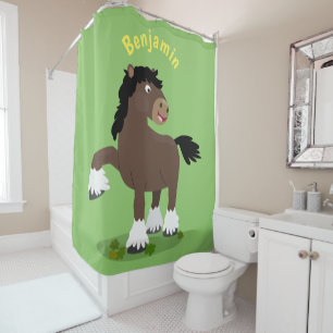 Cute Clydesdale draught horse cartoon illustration