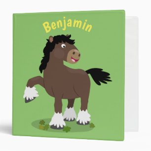 Cute Clydesdale draught horse cartoon illustration Binder