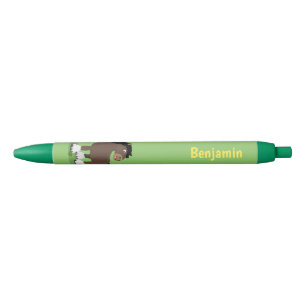 Cute Clydesdale draught horse cartoon illustration Black Ink Pen