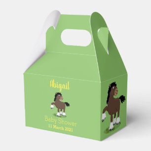 Cute Clydesdale draught horse cartoon illustration Favor Box