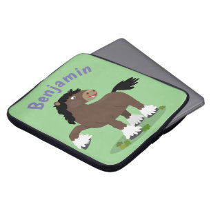 Cute Clydesdale draught horse cartoon illustration Laptop Sleeve