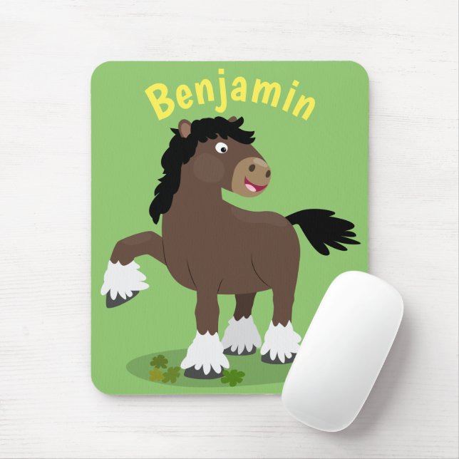 Cute Clydesdale draught horse cartoon illustration Mouse Pad (With Mouse)