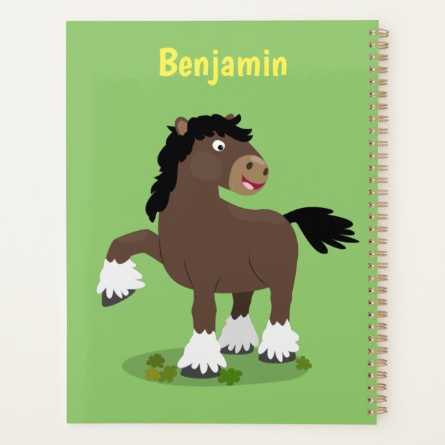 Cute Clydesdale draught horse cartoon illustration Planner (Back)