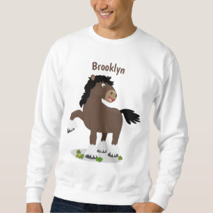 Cute Clydesdale draught horse cartoon illustration Sweatshirt