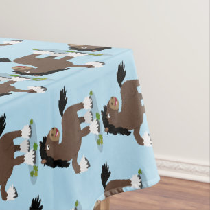 Cute Clydesdale draught horse cartoon illustration Tablecloth