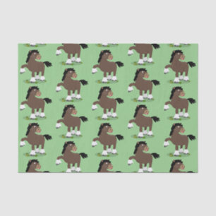 Cute Clydesdale draught horse cartoon illustration Tissue Paper