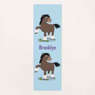 Cute Clydesdale draught horse cartoon illustration Yoga Mat