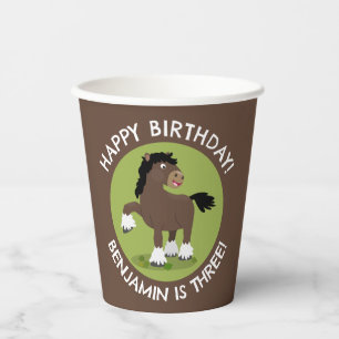 Cute Clydesdale horse personalized birthday Paper Cups