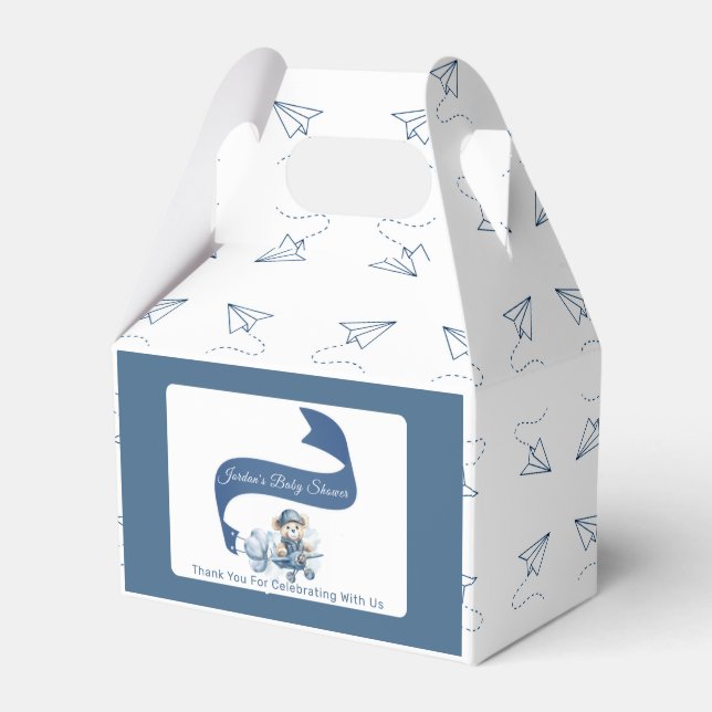 Cute Co-Pilot Baby Boy Shower  Favor Box (Front Side)