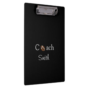 Cute Coach Football Sports Black Clipboard