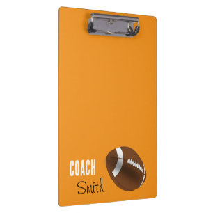 Cute Coach Football Sports Clipboard