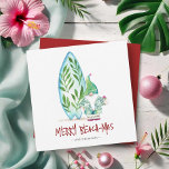 Cute Coastal Christmas Cards<br><div class="desc">Send warm wishes and sunny vibes with these cute Xmas cards—a perfect choice for a Florida Christmas card, a laid-back Hawaii holiday, or Christmas in July 2025! This customizable Christmas card features original hand-painted watercolor Santa and surfboard artwork in festive shades of turquoise blue, red, and green. Ideal for those...</div>