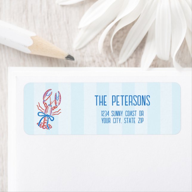 Cute Coastal Hand Drawn Lobster Return Address (Insitu)