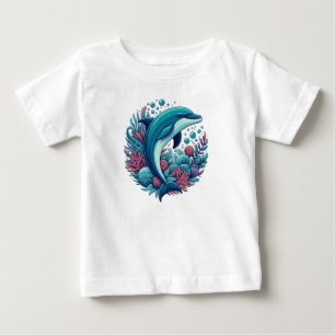 Cute, coastal/nautical dolphin  baby T-Shirt