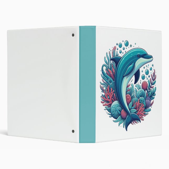 Cute, coastal/nautical dolphin  binder (Background)