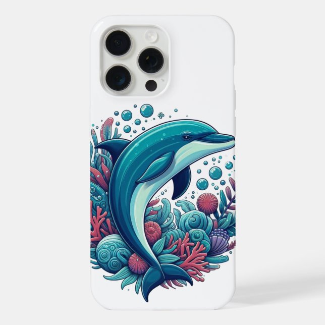 Cute, coastal/nautical dolphin  iPhone case (Back)