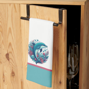 Cute, coastal/nautical dolphin kitchen towel
