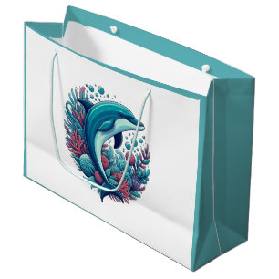 Cute, coastal/nautical dolphin  large gift bag