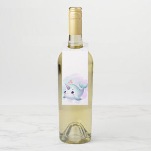 Cute/coastal/nautical narwhal bottle tag