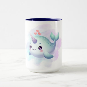 Cute/coastal/nautical narwhal mug