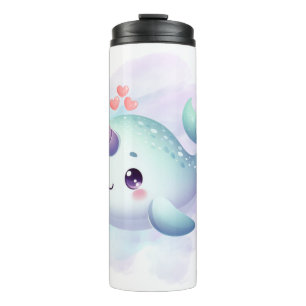 Cute/coastal/nautical narwhal thermal tumbler