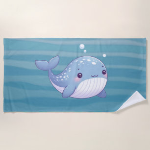 Cute, coastal/nautical whale beach towel