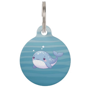 Cute, coastal/nautical whale pet tag