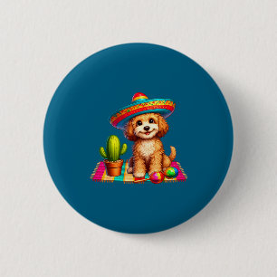 Cute cockapoo dog cinco de mayo sombrero cactus 2 inch round button