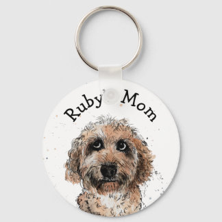 Cute cockapoo dog Keyring funny customized spoodle