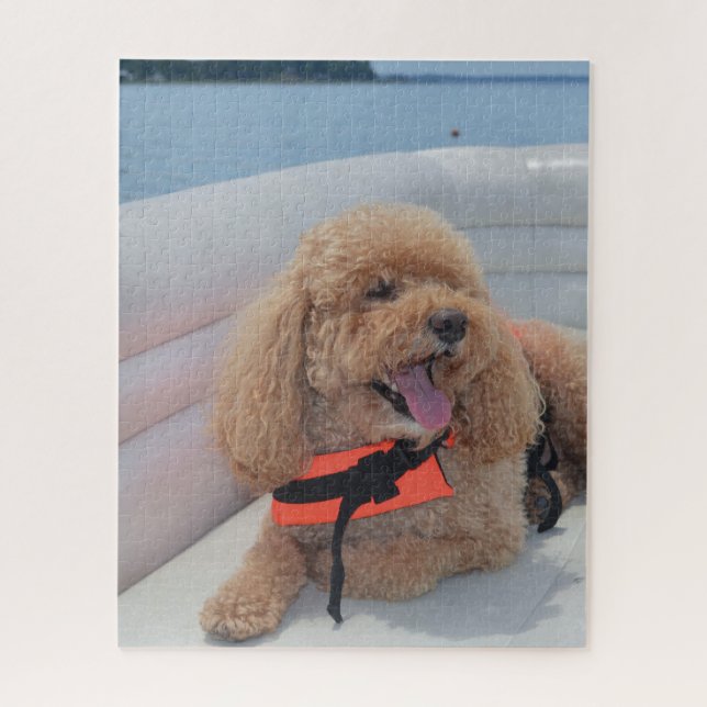 Cute Cockapoo Dog With Life Vest Jigsaw Puzzle (Vertical)