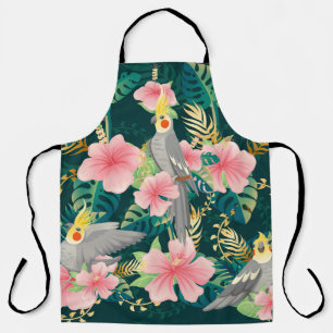 Cute Cockatiel Parrot Vintage Pattern Apron