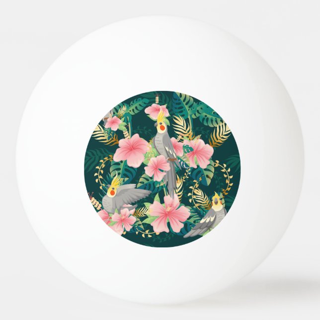 Cute Cockatiel Parrot Vintage Pattern Ping Pong Ball (Front)
