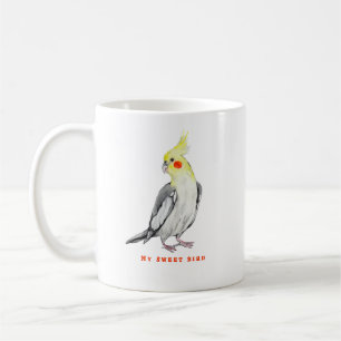 Cute Cockatiel Watercolor Parrot.  Coffee Mug