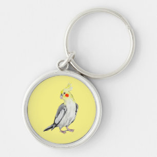 Cute Cockatiel watercolor parrot.  Keychain