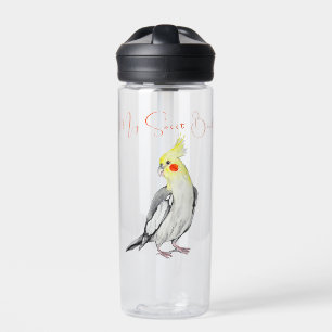 Cute Cockatiel Watercolor Parrot. Water Bottle