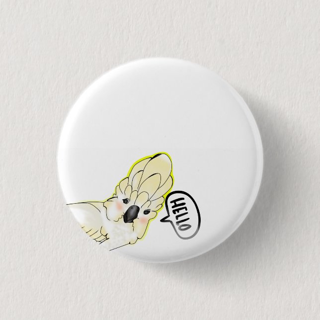 cute cockatoo bird 1 inch round button (Front)