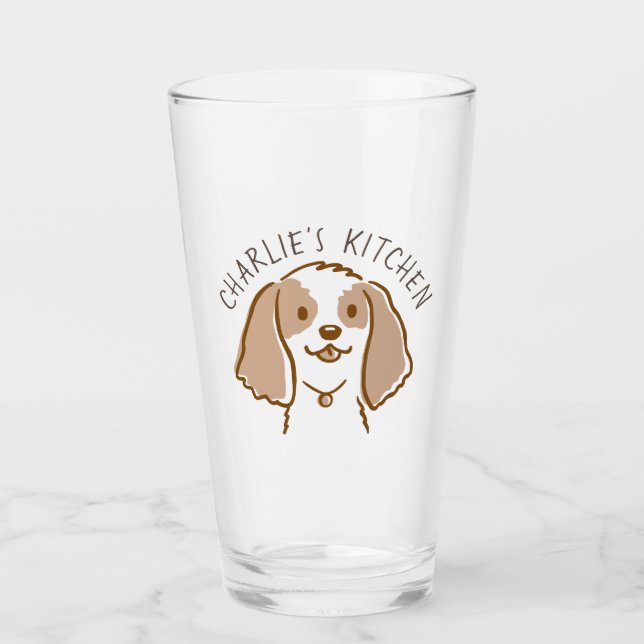 Cute Cocker Spaniel Cartoon Dog Personalized Glass (Front)