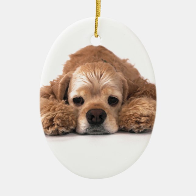 Cute Cocker Spaniel Ceramic Ornament (Front)