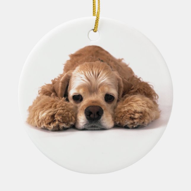 Cute Cocker Spaniel Ceramic Ornament (Front)