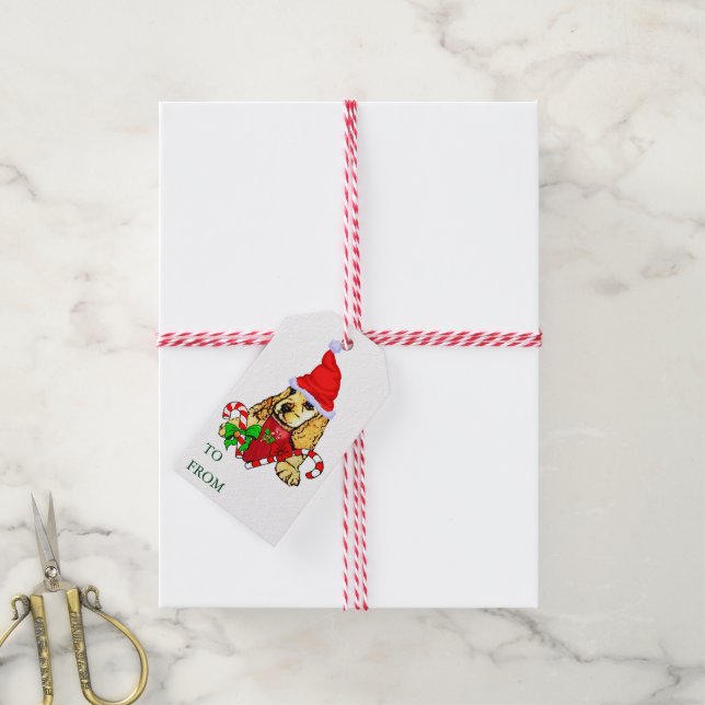 Cute Cocker Spaniel Christmas Gift Tags (With Twine)