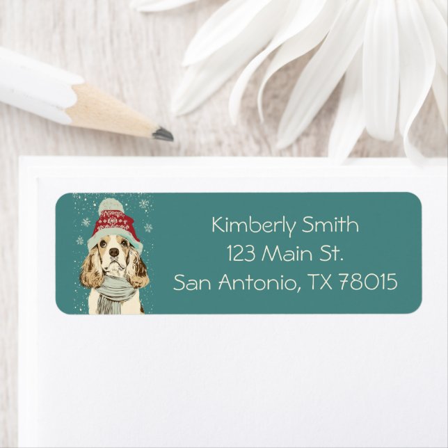 Cute Cocker Spaniel Christmas Return Address  (Insitu)