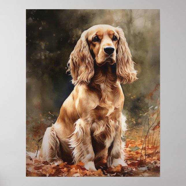 Cute Cocker Spaniel Dog Art Imprimer Poster (Devant)