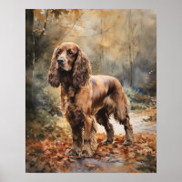 Cute Cocker Spaniel Dog Art Imprimer Poster