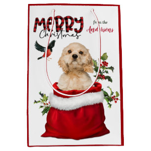 Cute Cocker Spaniel Dog Christmas Medium Gift Bag