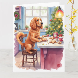 Cute Cocker Spaniel Gingerbread Baking Christmas Card