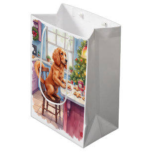 Cute Cocker Spaniel Gingerbread Baking Christmas Medium Gift Bag