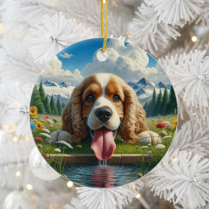 Cute Cocker Spaniel Keepsake Ceramic Ornament