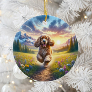 Cute Cocker Spaniel Keepsake Ceramic Ornament