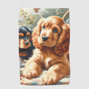 Cute Cocker Spaniel Painting Golf Towel